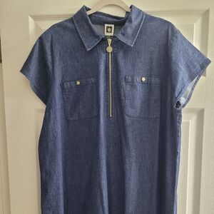 Anne Klein Indigo Denim Zip-Up Dress